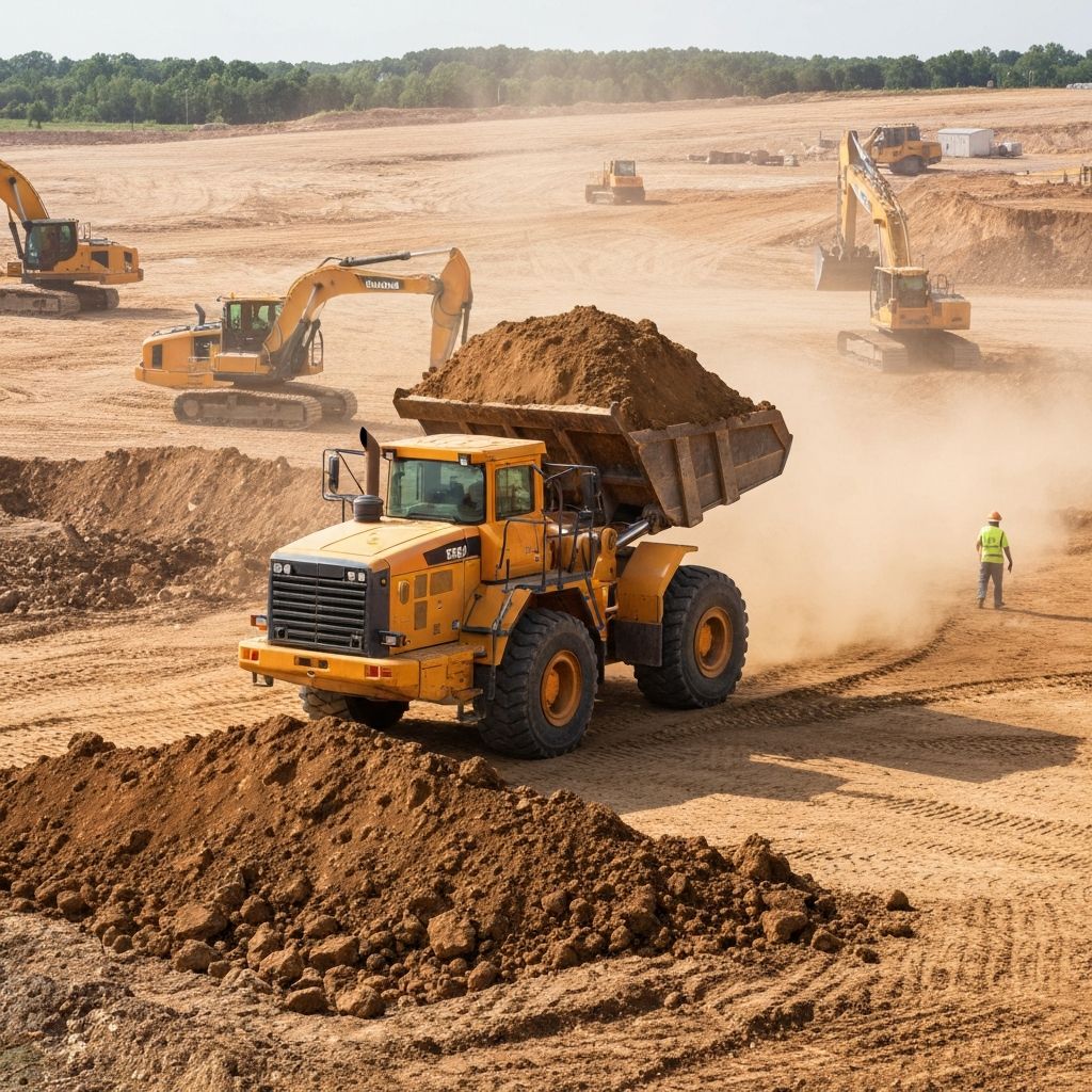 Earthmoving machinery performing bulk earthworks in Adelaide